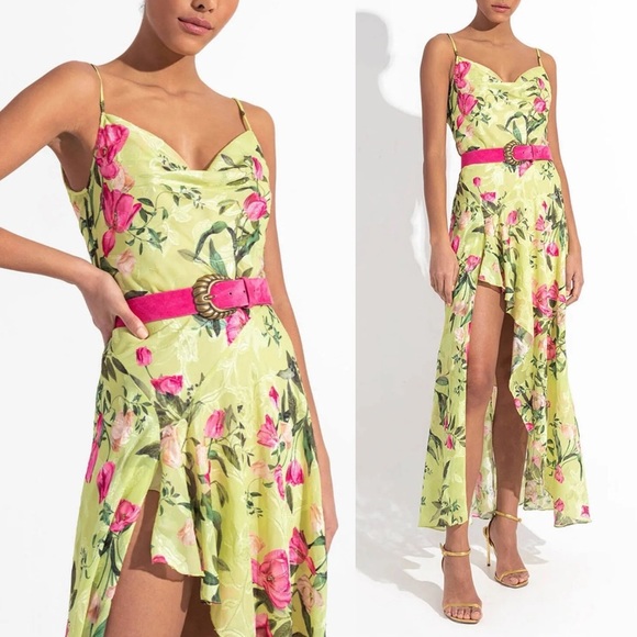 PatBO Tula Slip Dress in Lemon Yellow Floral Print XS - Picture 3 of 12